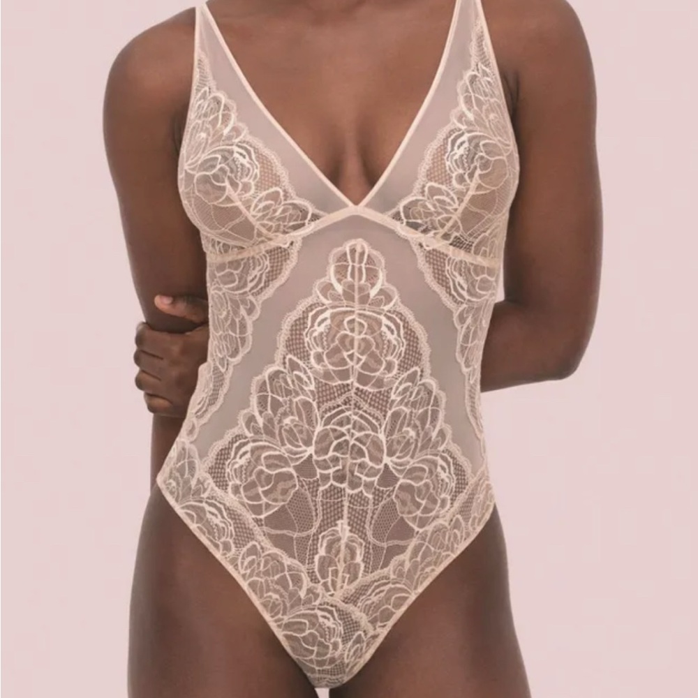 Noelle Wolf Lingerie Lace & Silk Bodysuit - NWT